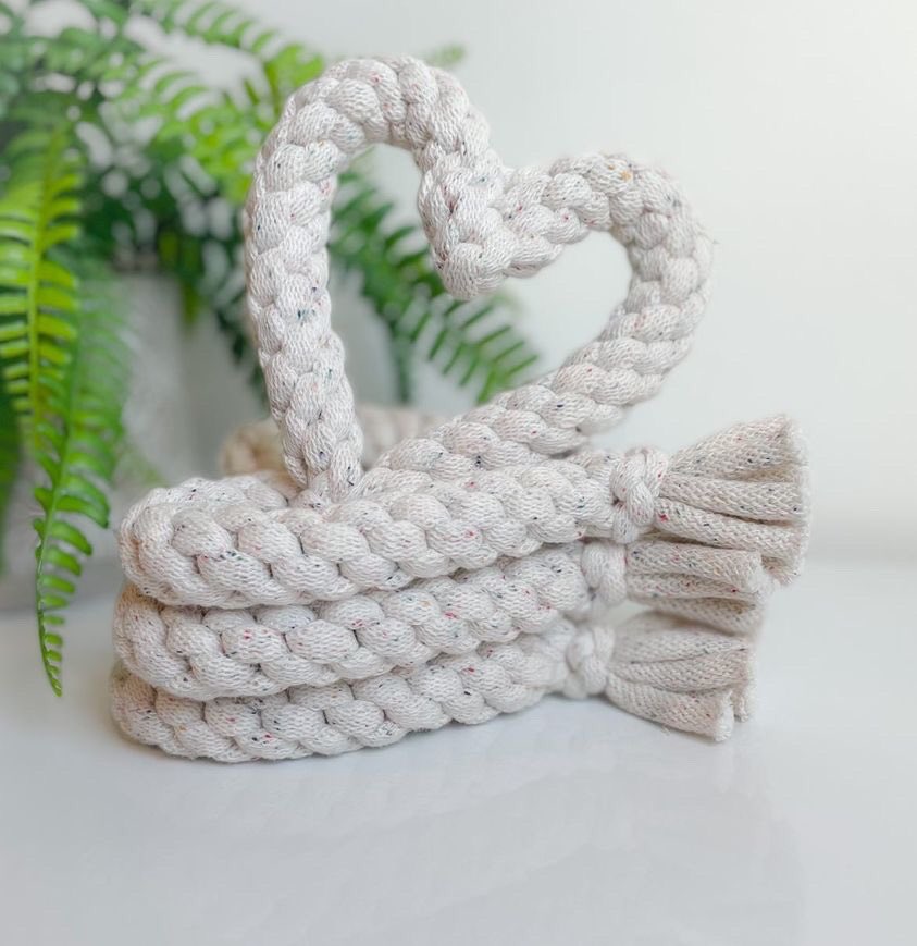 ECO FRIENDLY HANDMADE HEART ROPE DOG TOY
